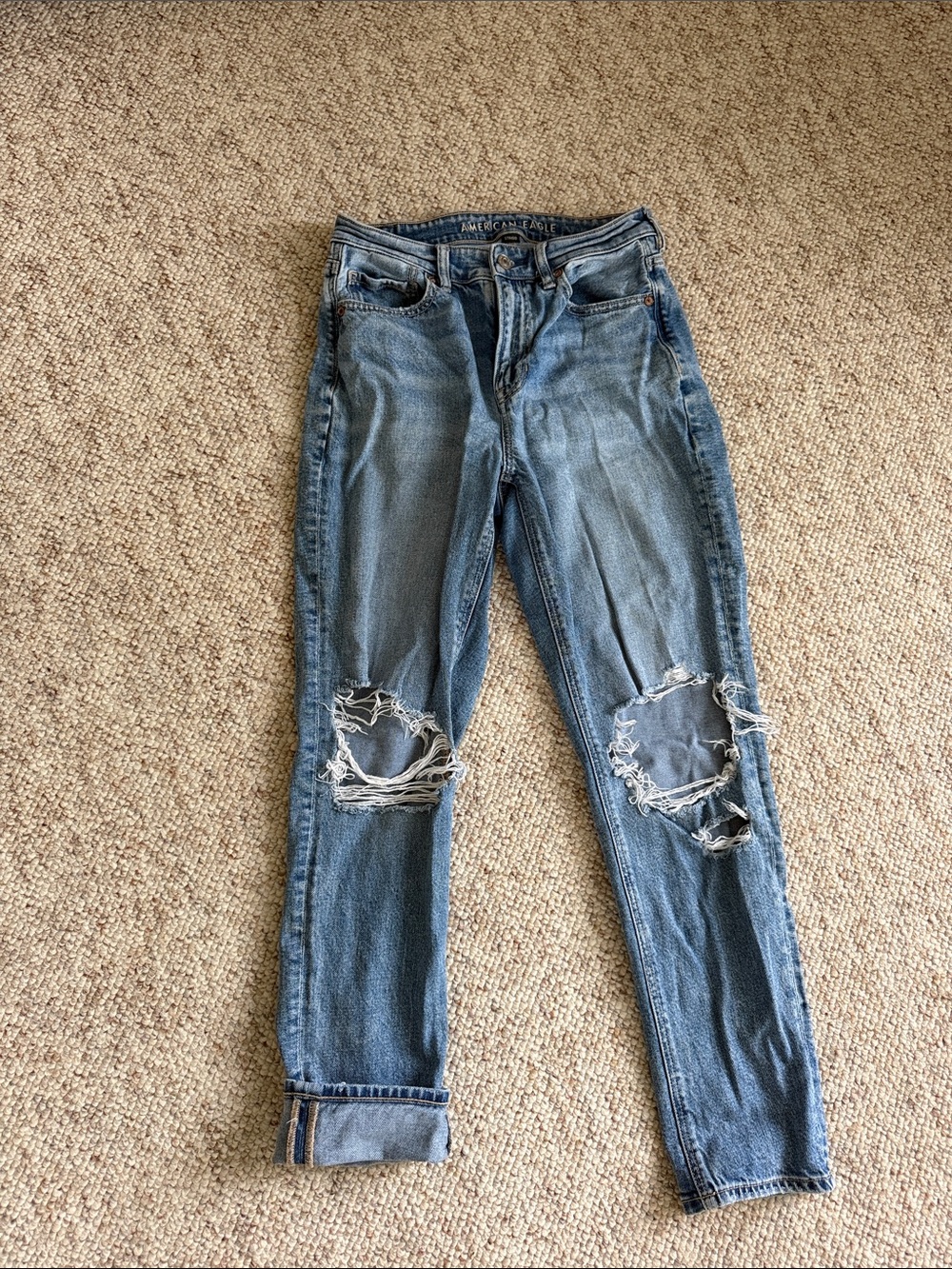 American Eagle Light Blue Distressed Boyfriend Jeans
